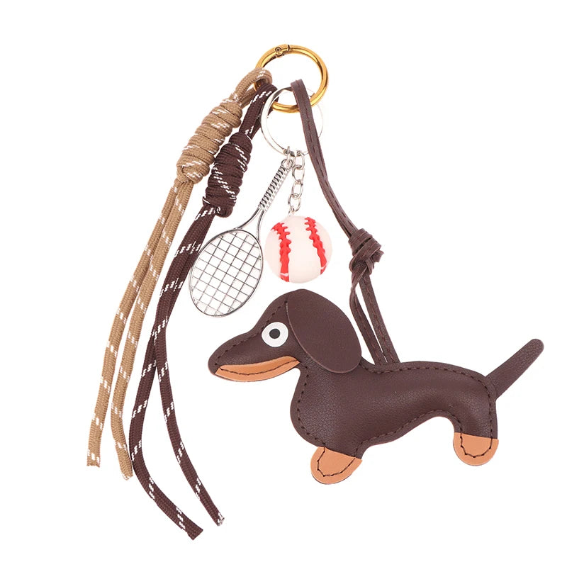 Leather Sausage Dog Keychain