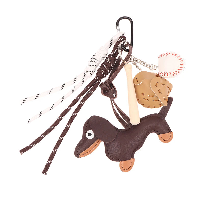 Leather Sausage Dog Keychain