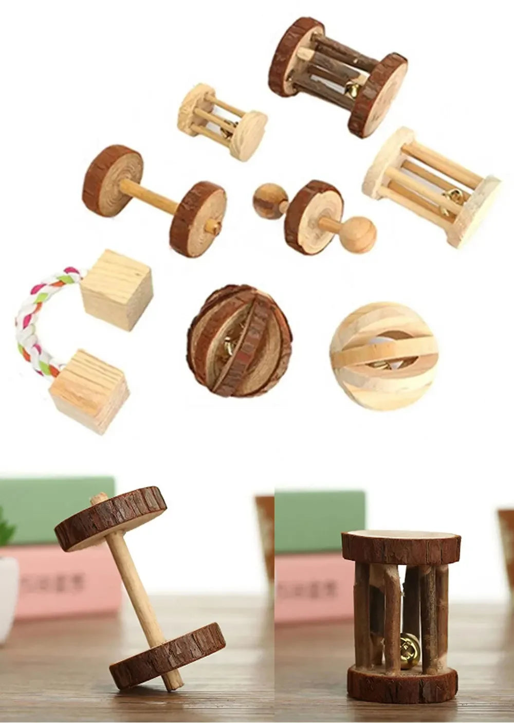 Wooden Rabbit Roller Toy