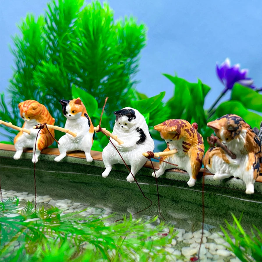 Fishing Cat Aquarium Figures