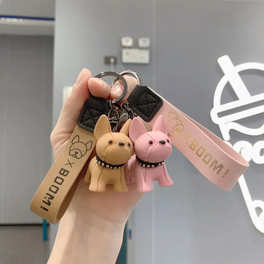 PU Leather French Bulldog Keychain