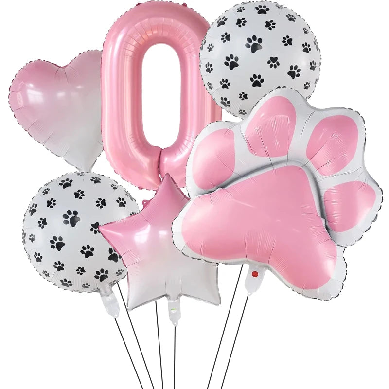 Number & Paw Foil Balloons