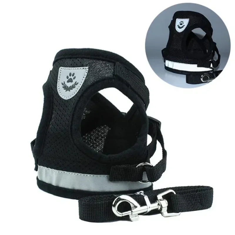 Adjustable Mesh Vest Harness & Leash Set