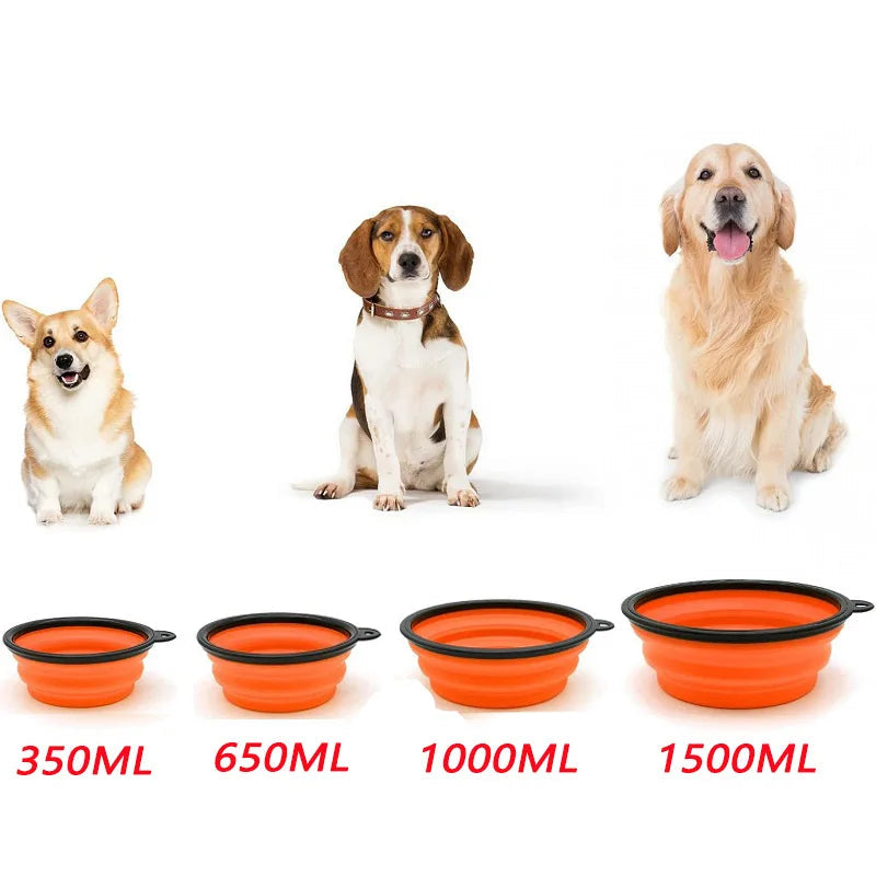 Folding Portable Silicone Dog Feeder Bowl