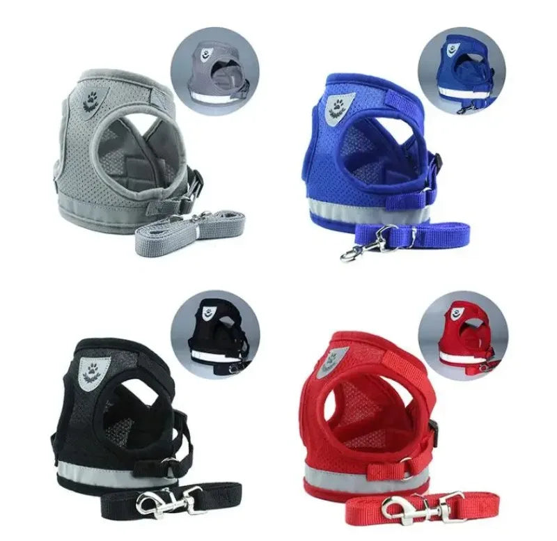 Adjustable Mesh Vest Harness & Leash Set