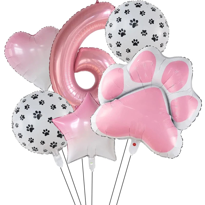 Number & Paw Foil Balloons
