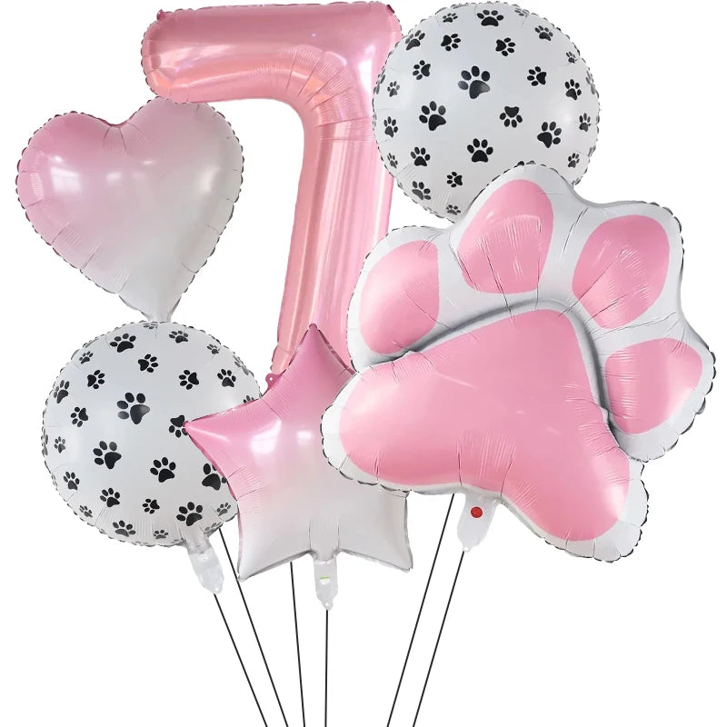 Number & Paw Foil Balloons