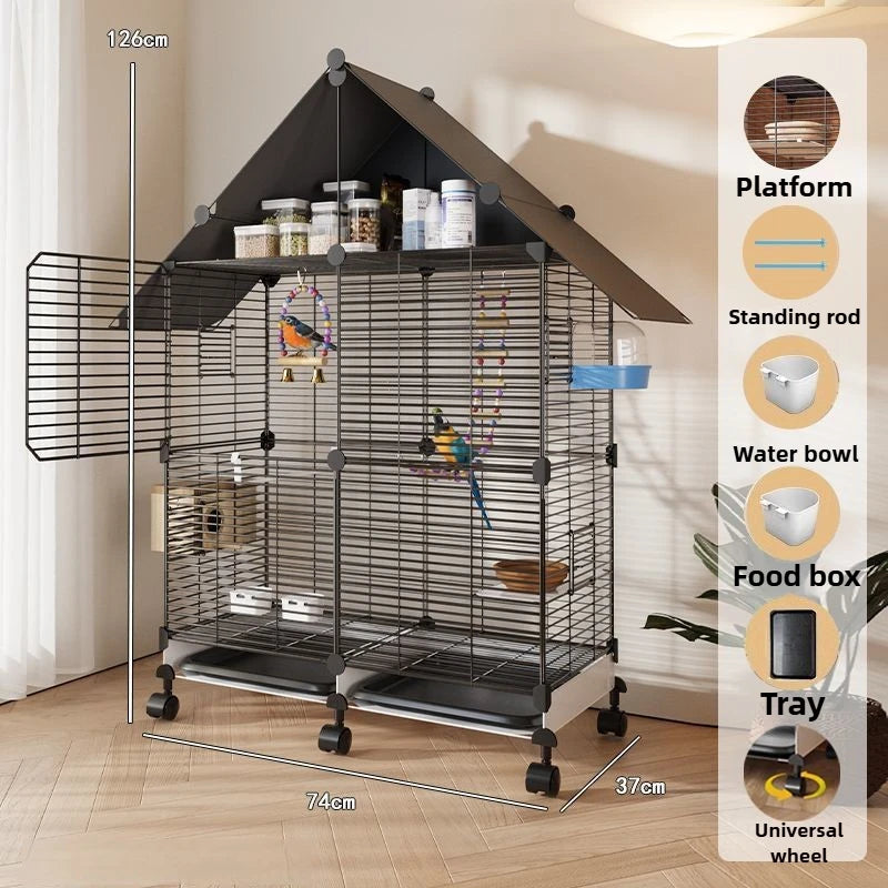 Wire Bird Cage with Storage