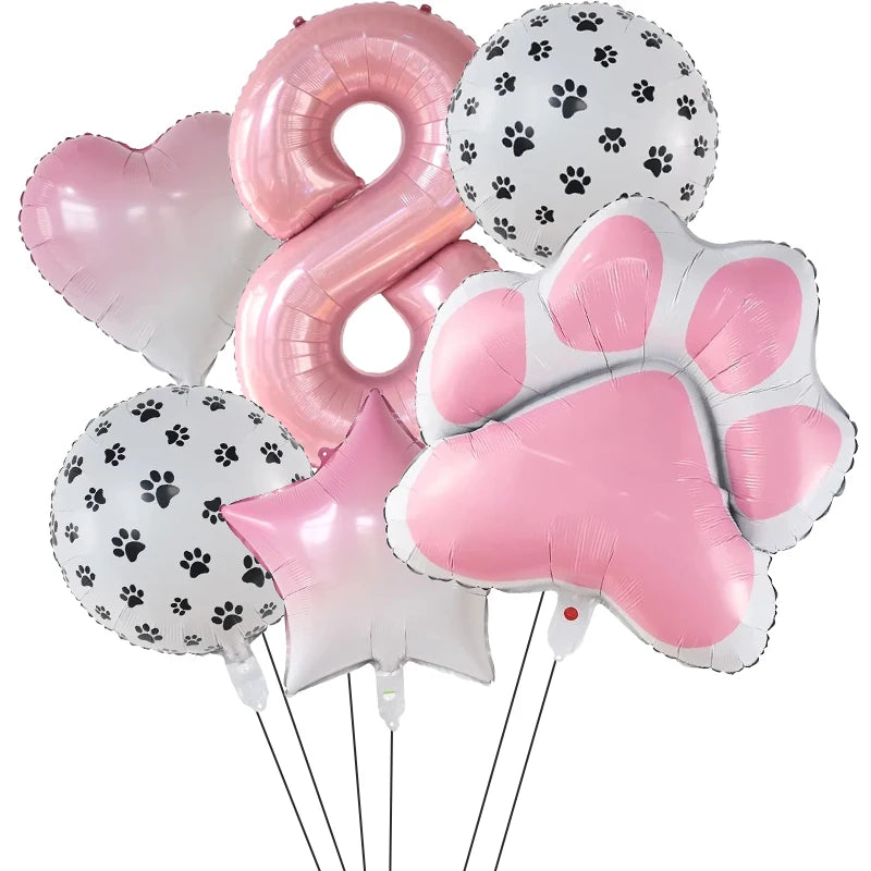 Number & Paw Foil Balloons