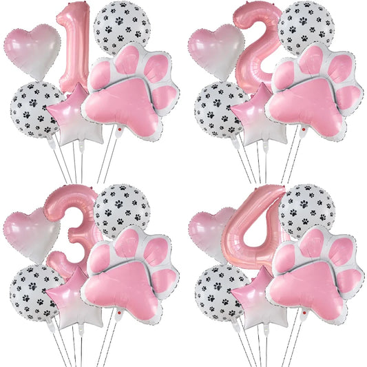 Number & Paw Foil Balloons