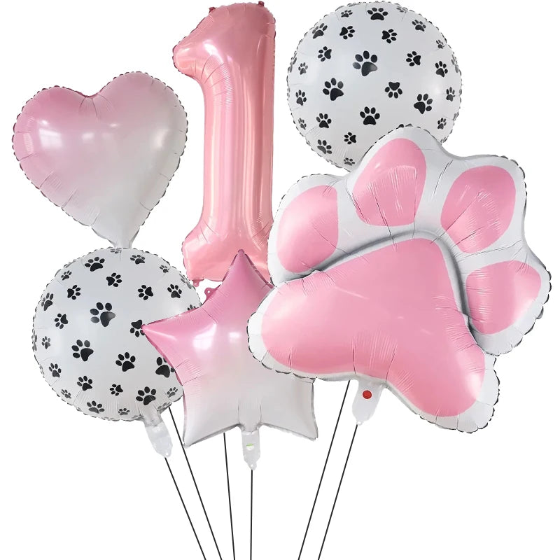 Number & Paw Foil Balloons