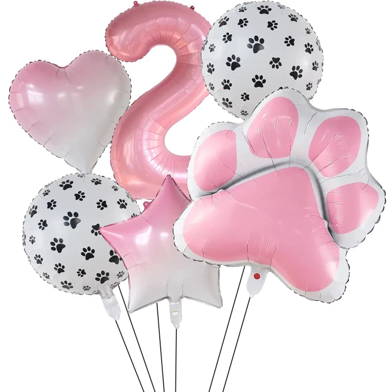 Number & Paw Foil Balloons