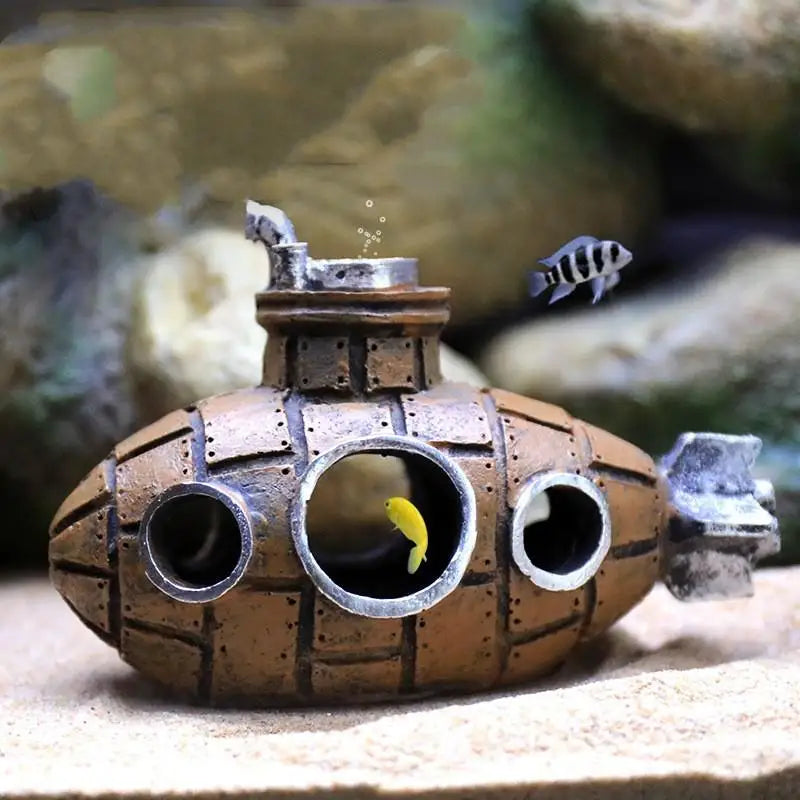 Resin Submarine Aquarium Cave