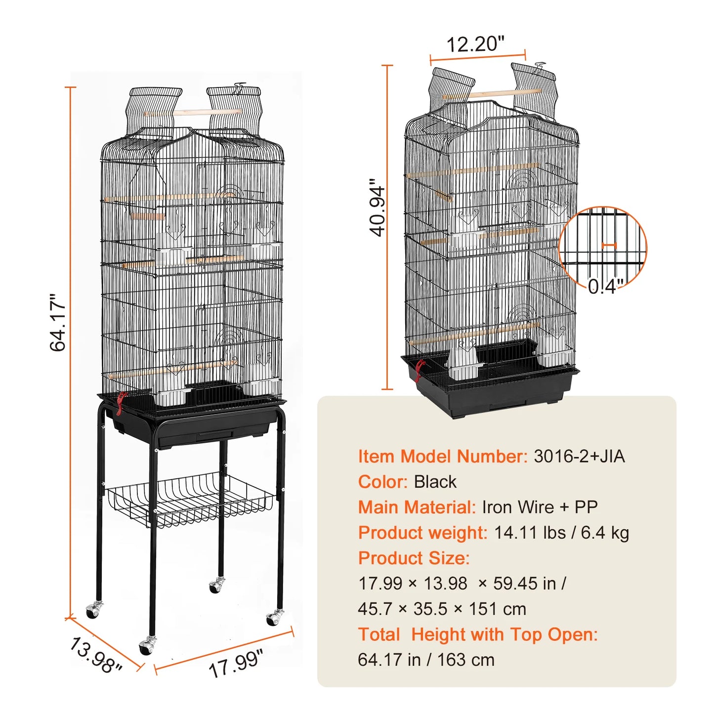 Convertible Top Bird Cage