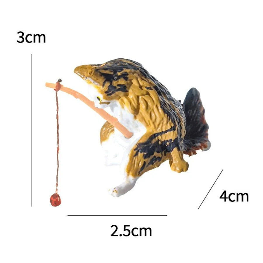 Fishing Cat Aquarium Figures