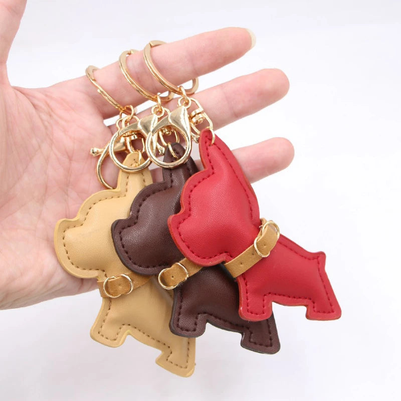 PU Leather French Bulldog Keychain 1