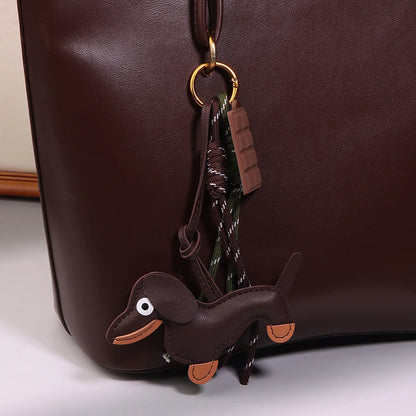 Leather Sausage Dog Keychain