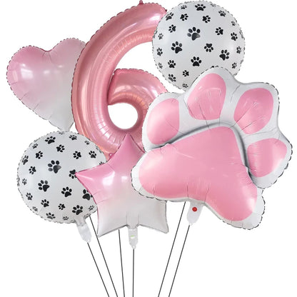 Number & Paw Foil Balloons