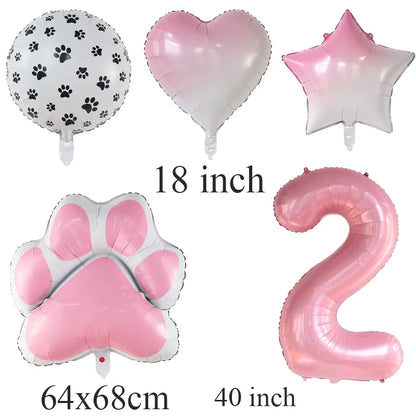 Number & Paw Foil Balloons