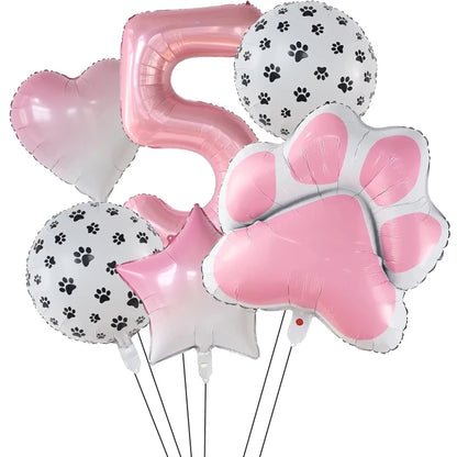 Number & Paw Foil Balloons