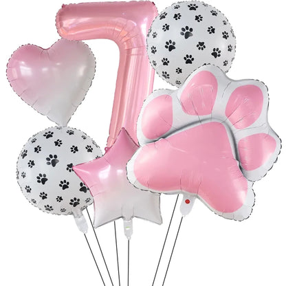 Number & Paw Foil Balloons