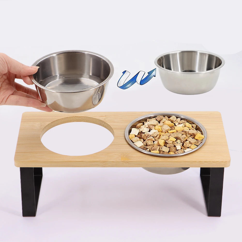 Elevated Cat Bowl Wooden