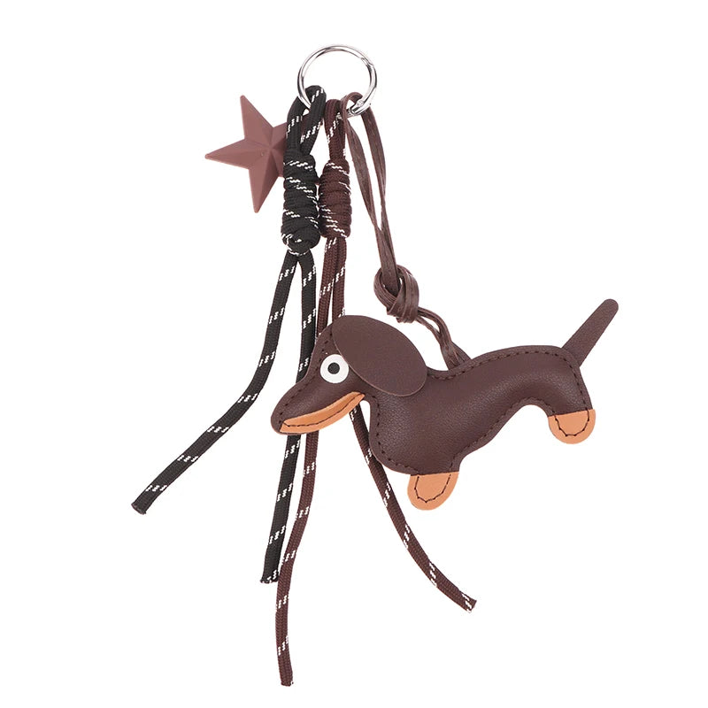 Leather Sausage Dog Keychain