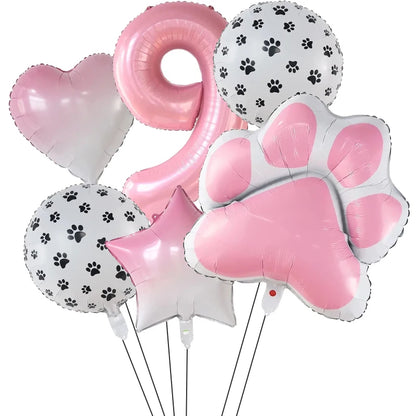 Number & Paw Foil Balloons