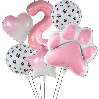 Number & Paw Foil Balloons