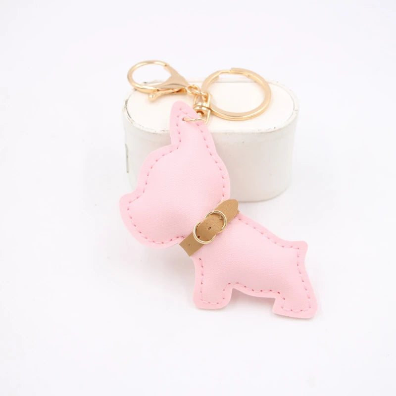 PU Leather French Bulldog Keychain 1