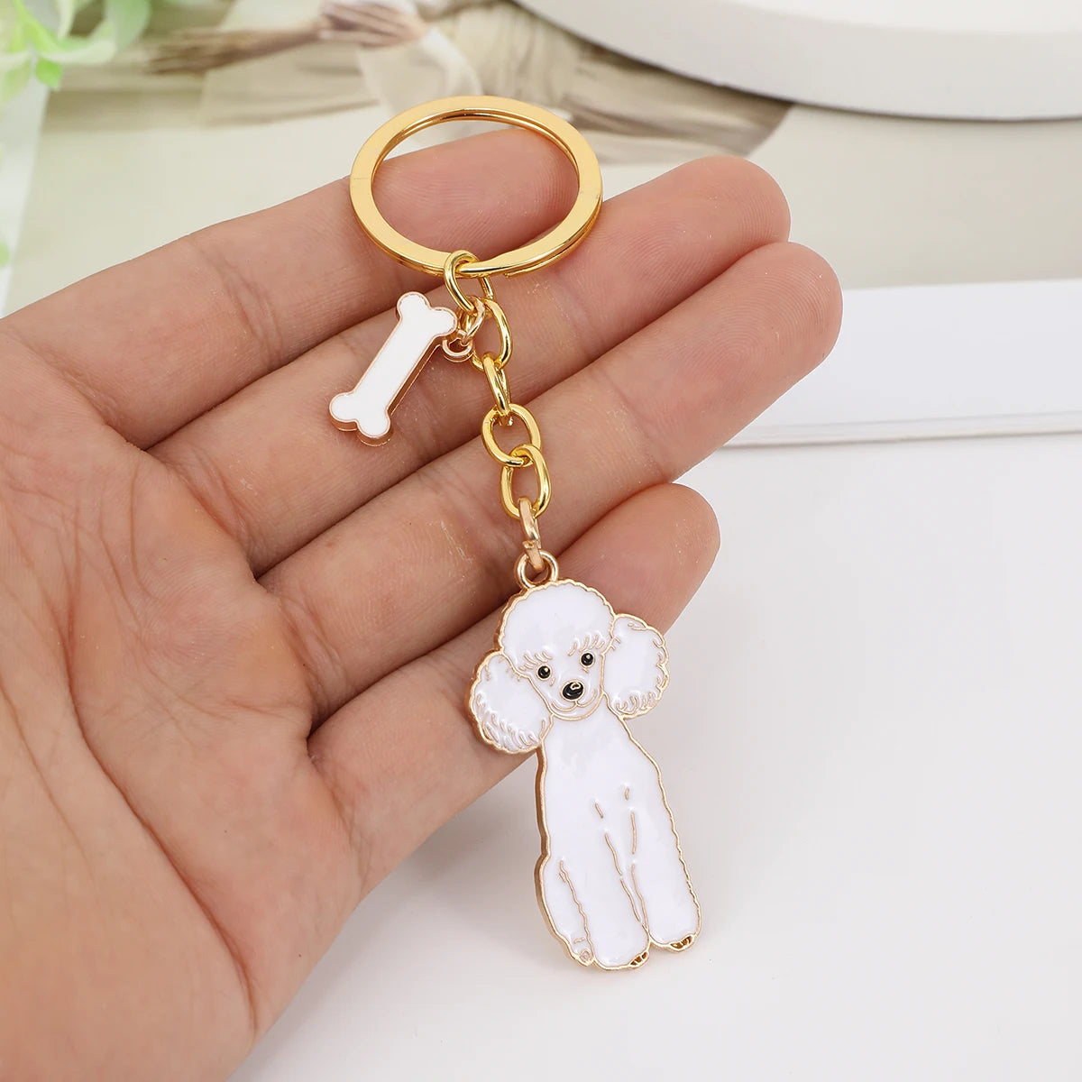 Metal Teddy Poodle Keychain