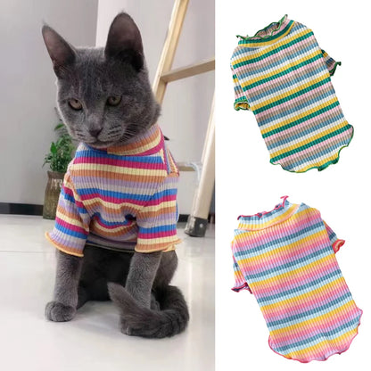 Colorful Stripe Cat Shirt