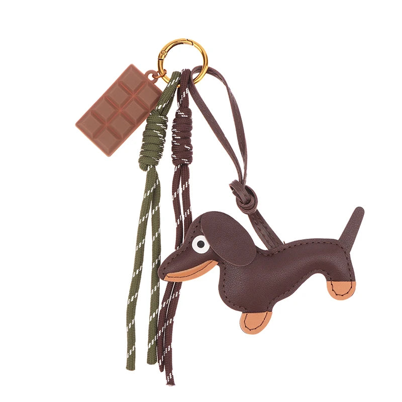 Leather Sausage Dog Keychain