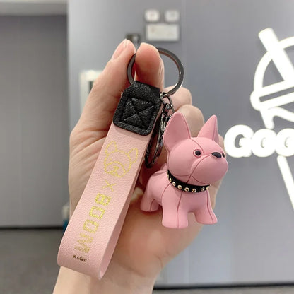 PU Leather French Bulldog Keychain